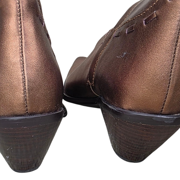Womens Coldwater Creek Cowboy Boots, Bronze Metallic Leather, 7.5M - Picture 4 of 9